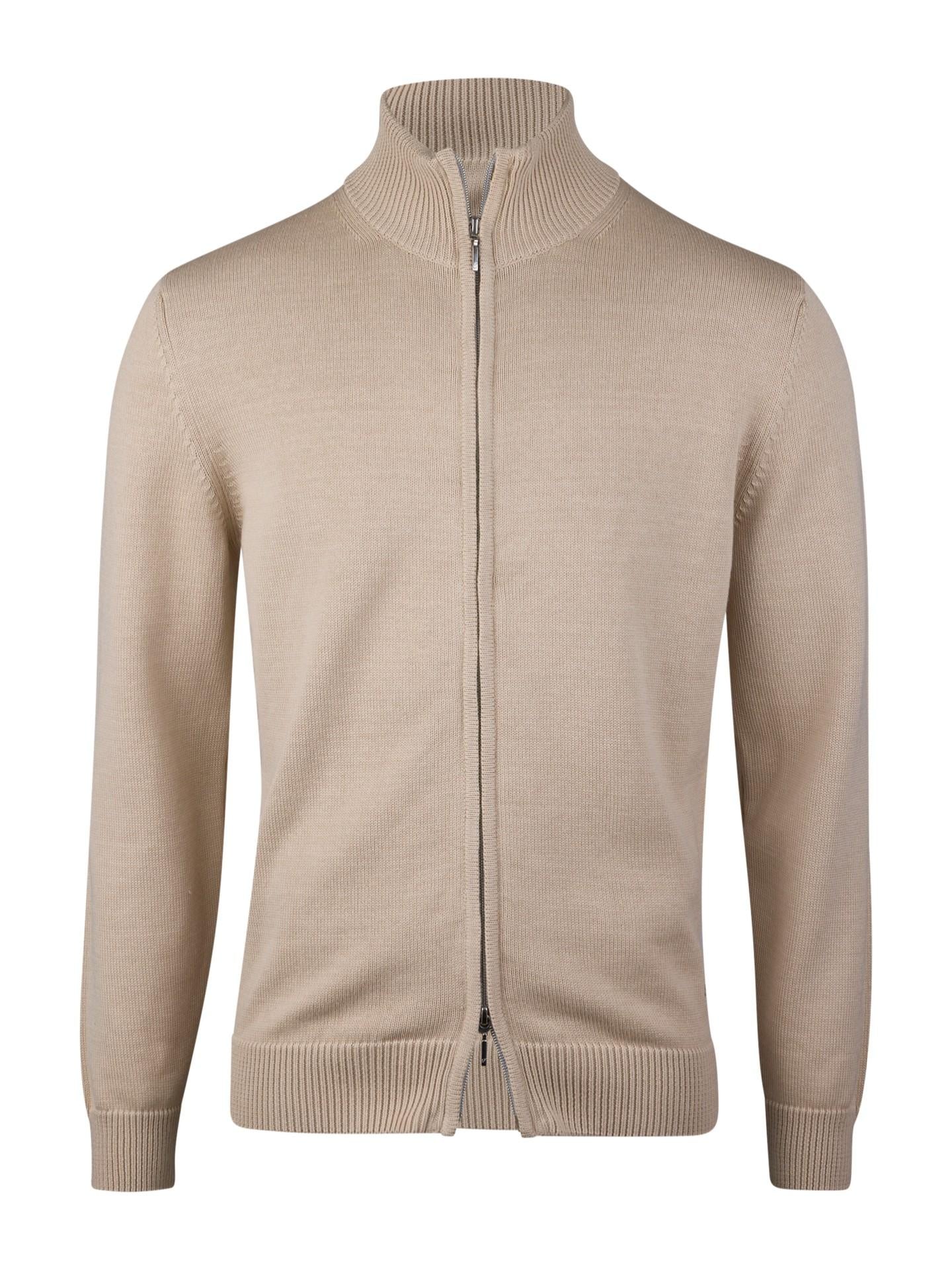 Strukturstickad Zip Cardigan - Beige