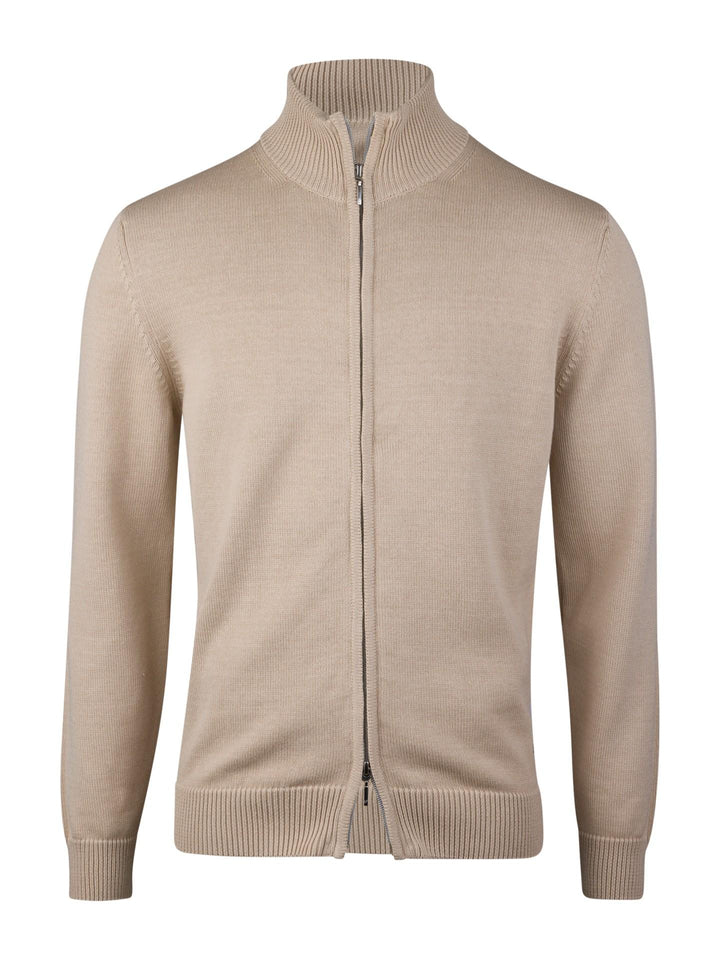 Strukturstickad Zip Cardigan - Beige