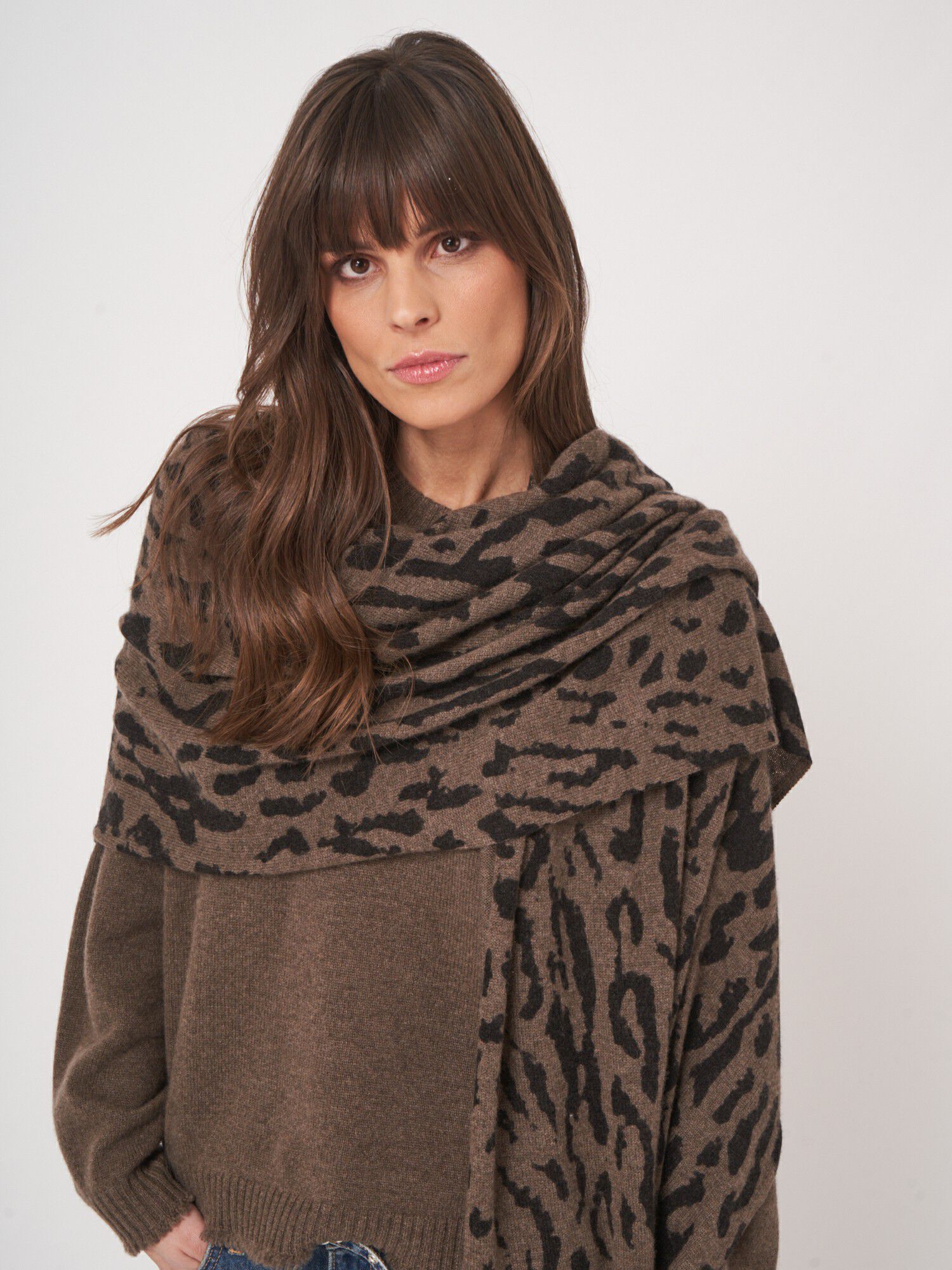 Leopardmönstrad Scarf i Cashmere - Stenströms Store