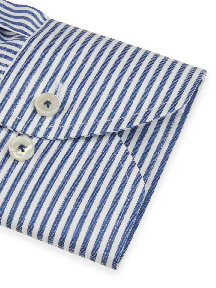 Blå Slimline Randig Twillskjorta