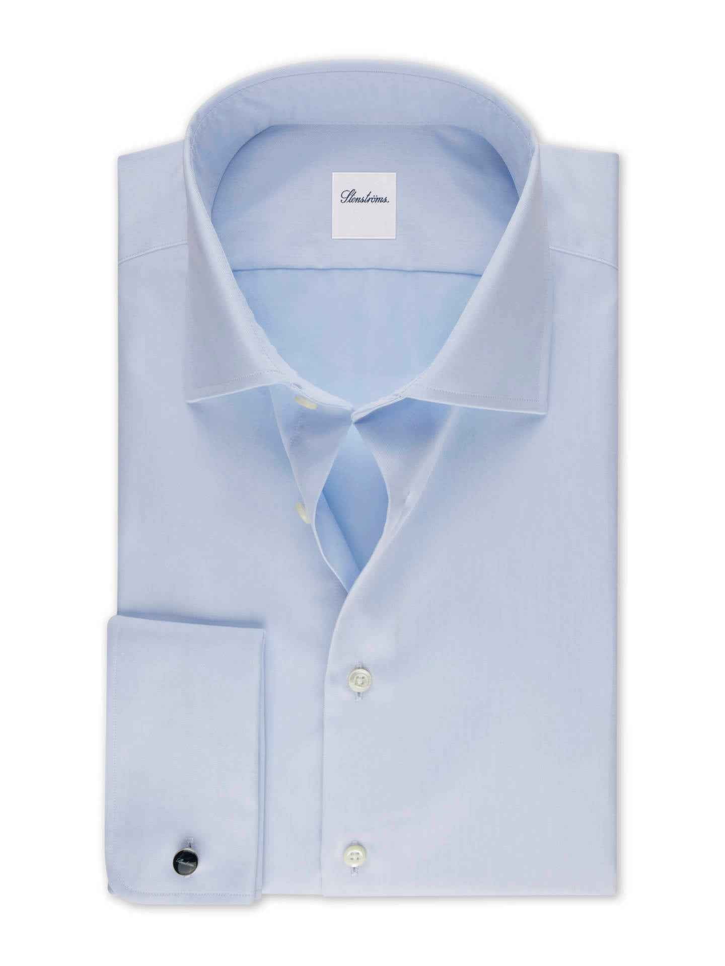 Ljusblå Slimline Twillskjorta, Dubbel Manschett - Stenströms