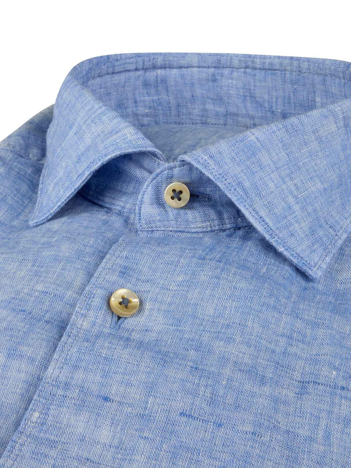 Blå Slimline Linneskjorta
