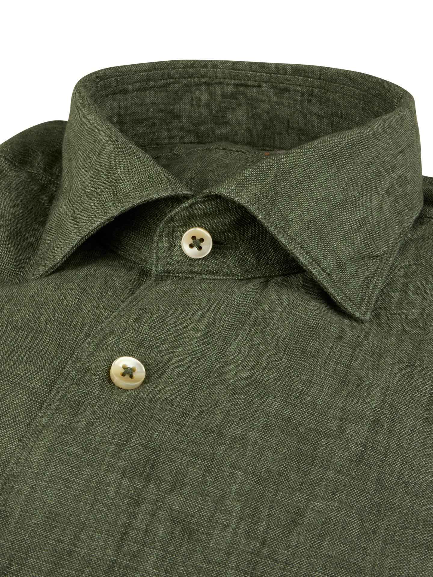 Grön Slimline Linneskjorta