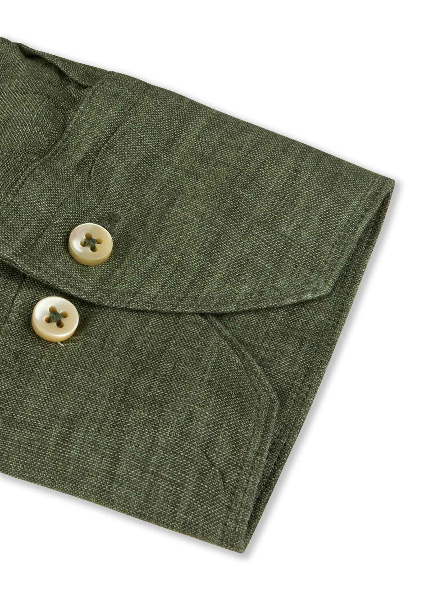 Grön Slimline Linneskjorta