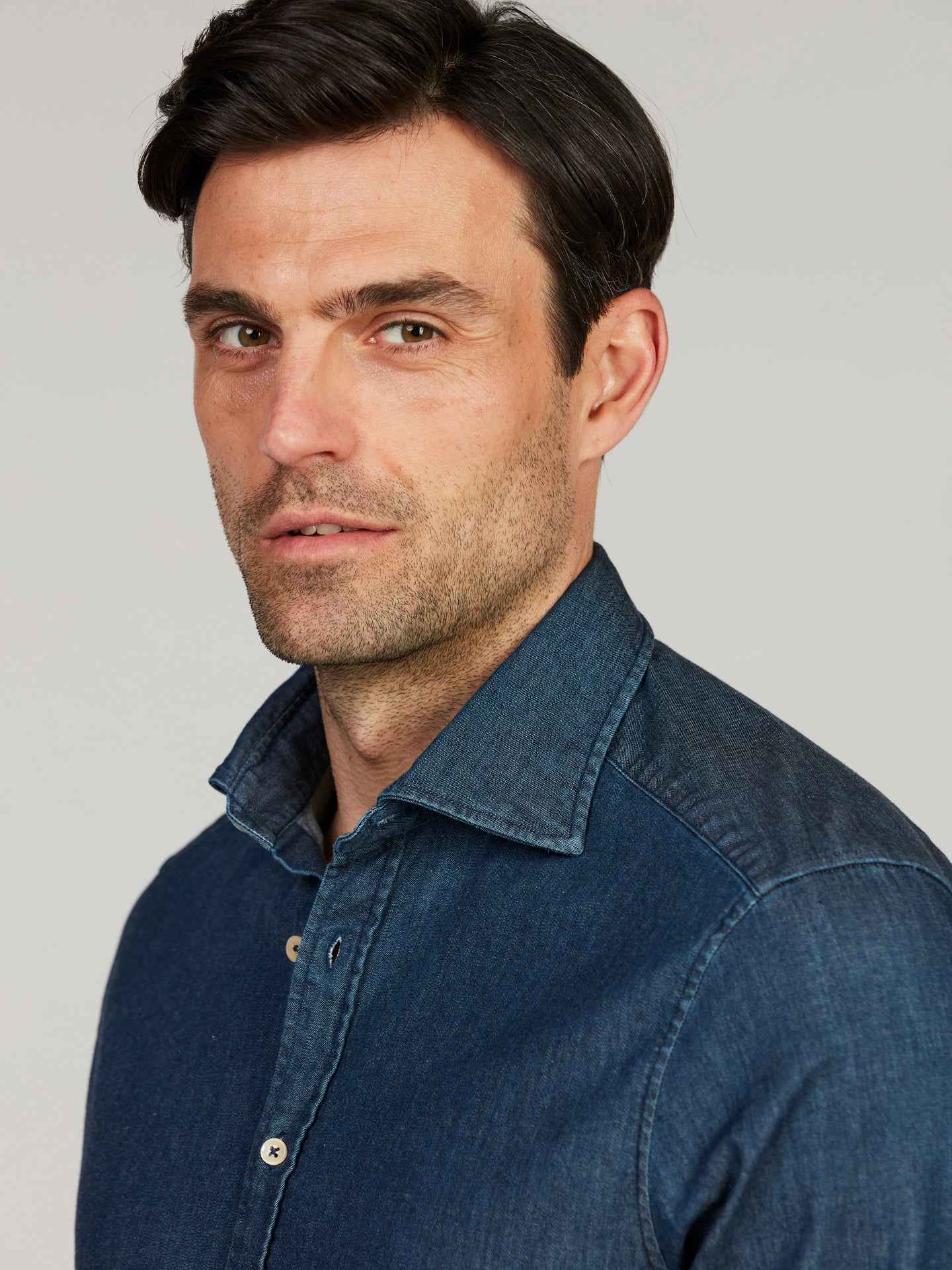 Mörkblå Slimline Denimskjorta