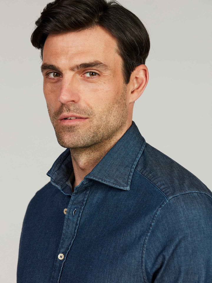 Mörkblå Slimline Denimskjorta