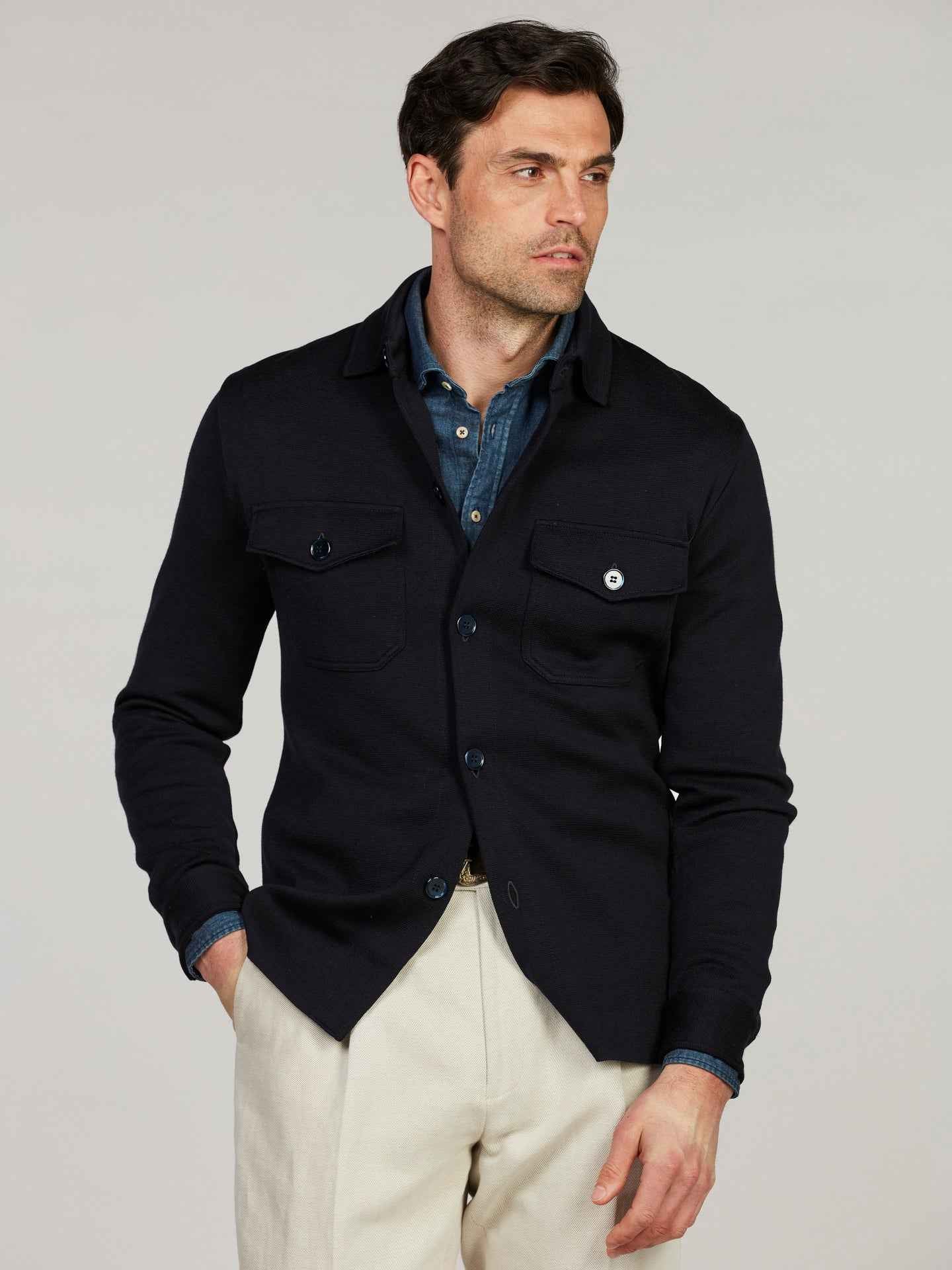Mörkblå Slimline Denimskjorta