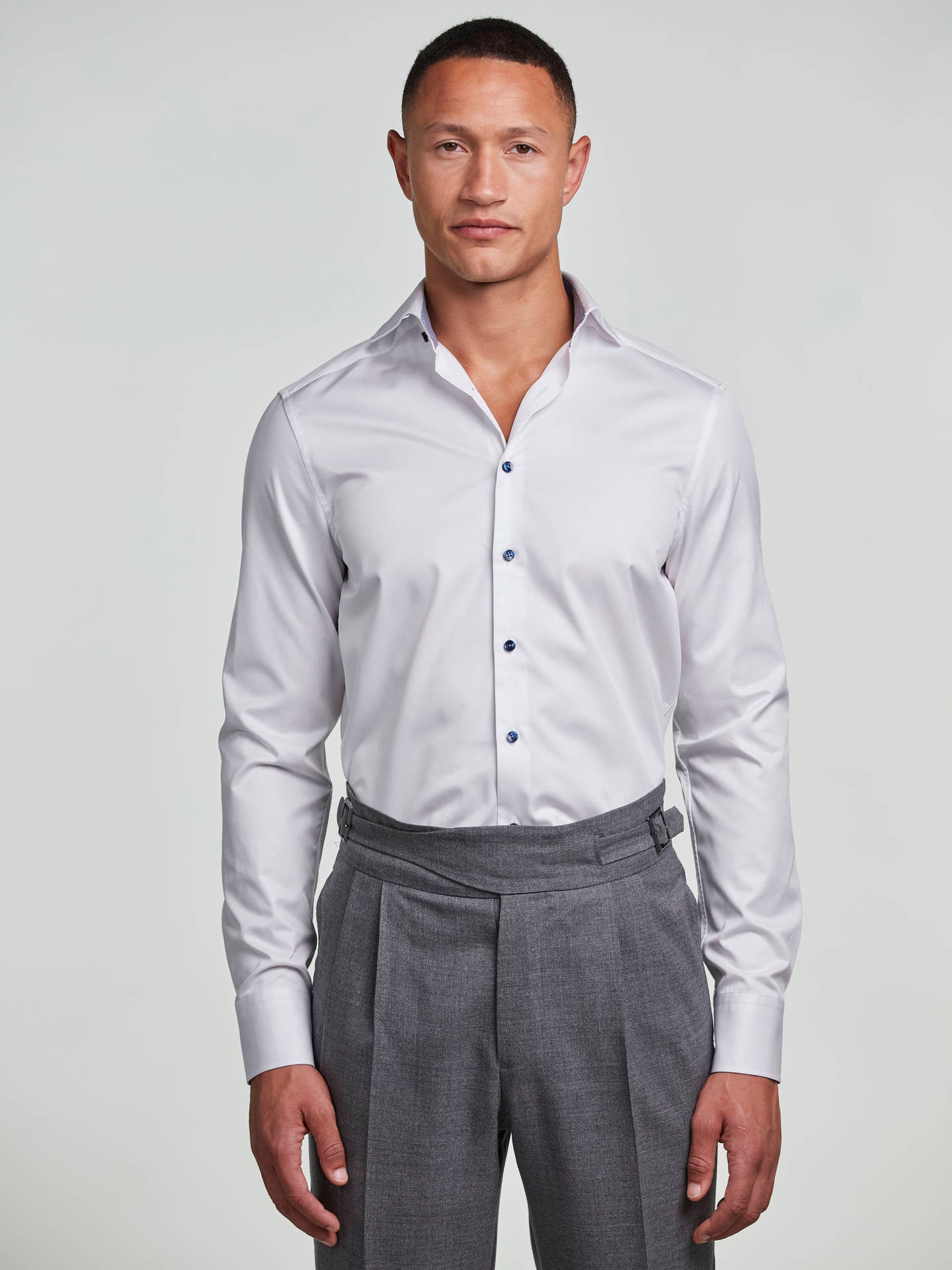 Slimline Skjorta, Mörkblå Kontrast - Stenströms Store