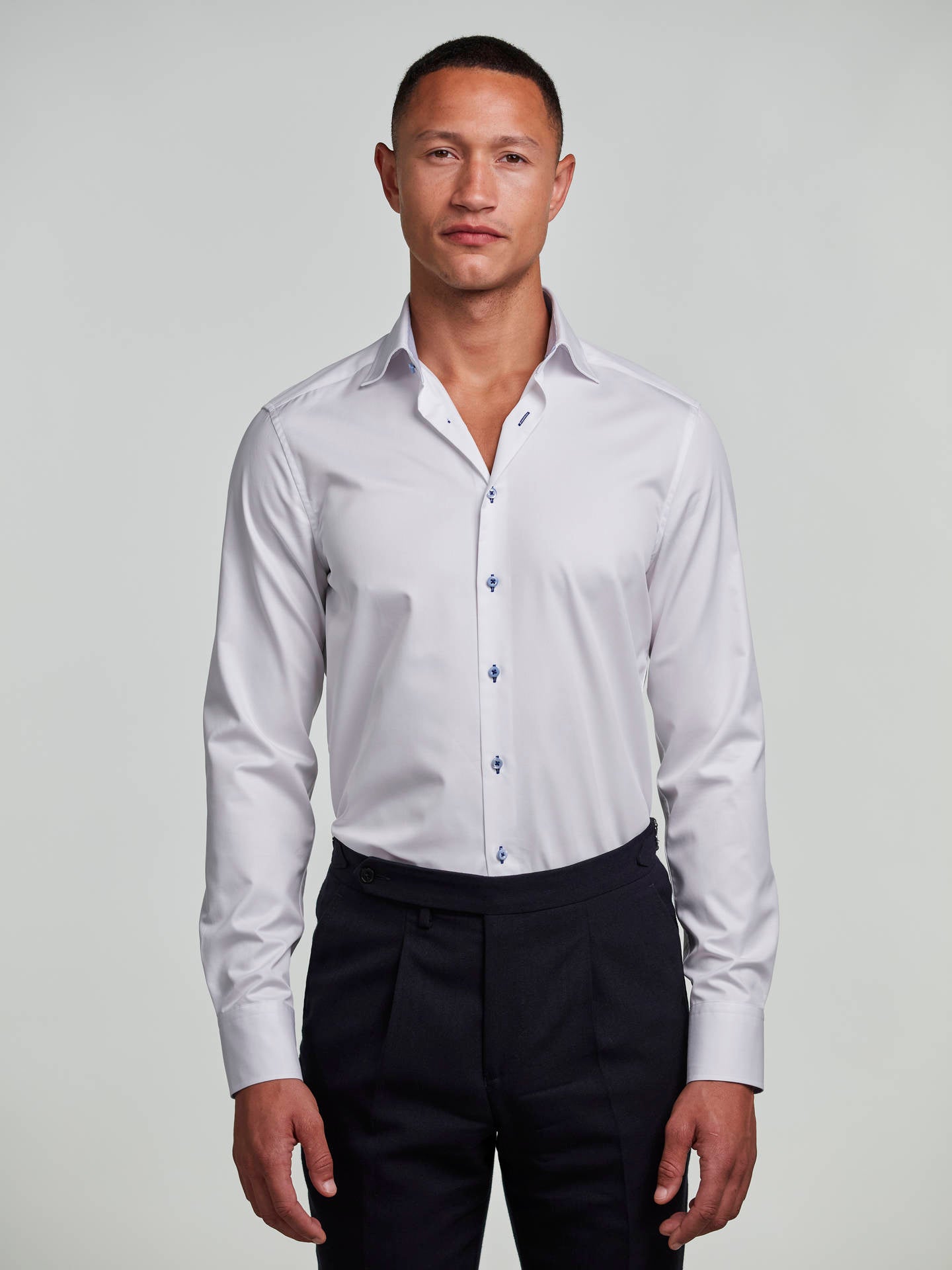 Slimline Skjorta, Ljusblå Kontrast - Stenströms Store