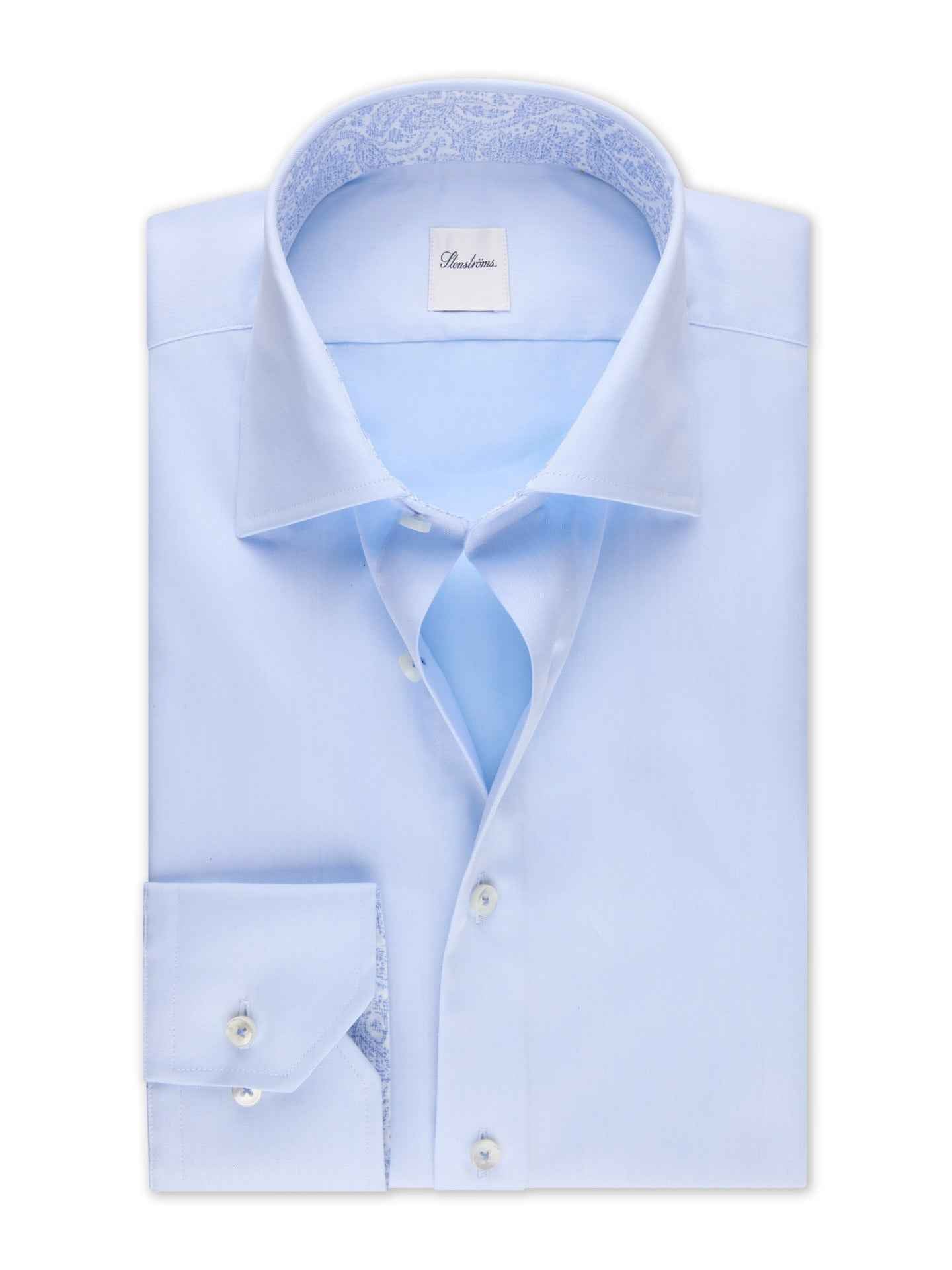 Ljusblå Slimline Twillskjorta, Ljusblå Kontrast