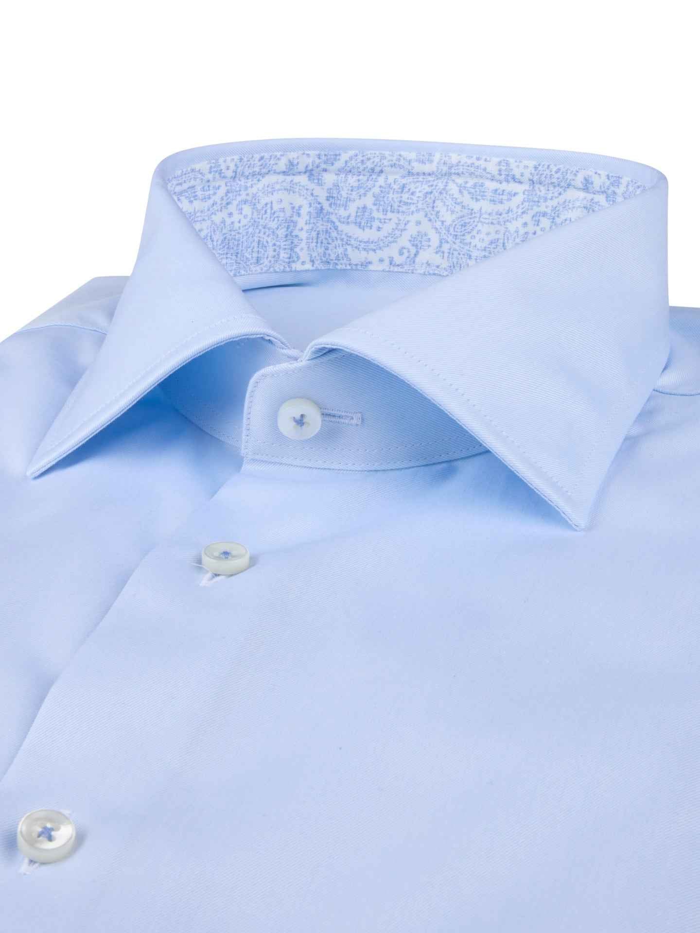 Ljusblå Slimline Twillskjorta, Ljusblå Kontrast