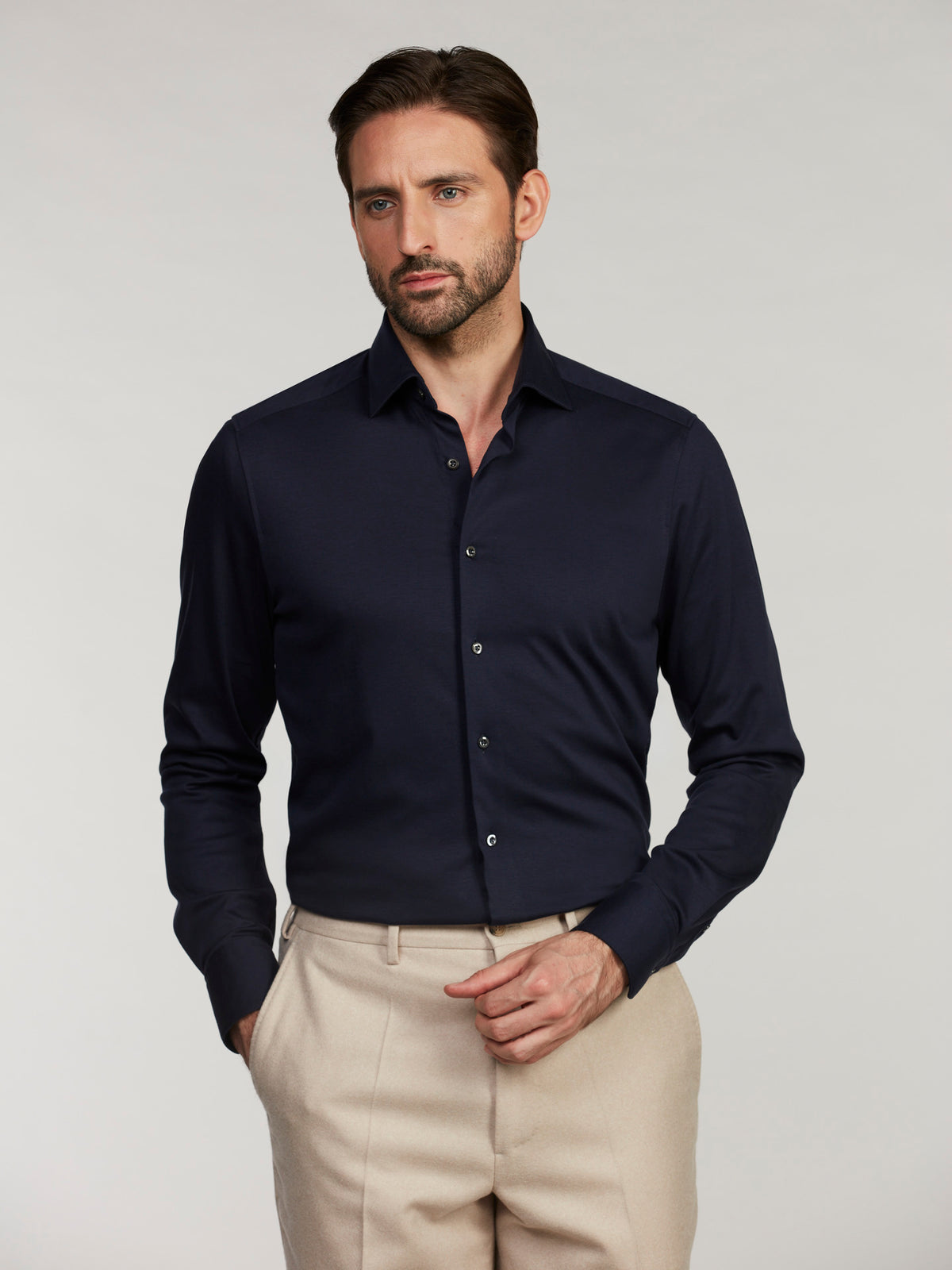 Navy Cotton Jersey Shirt