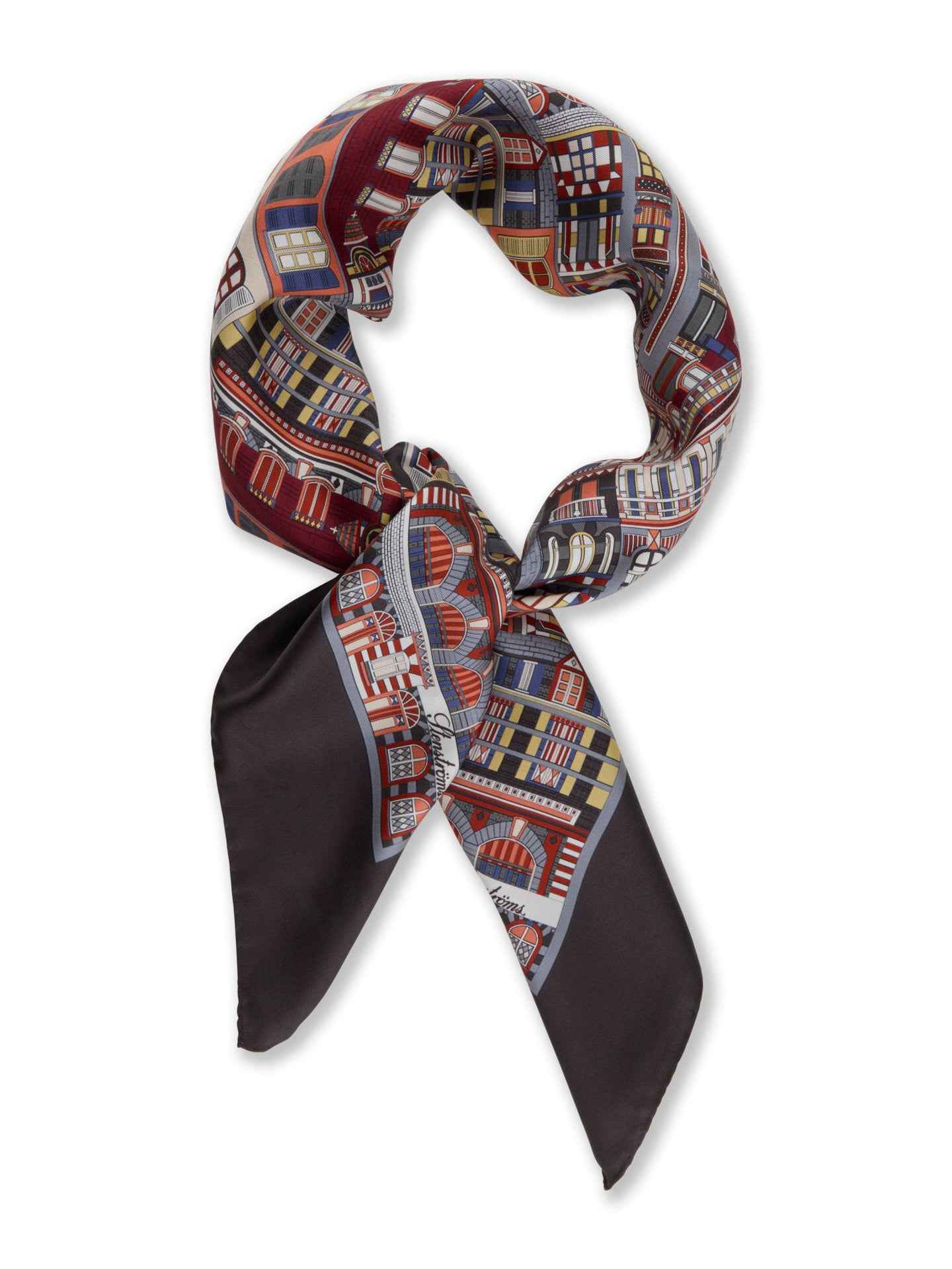 Mönstrad 90x90cm Sidenscarf