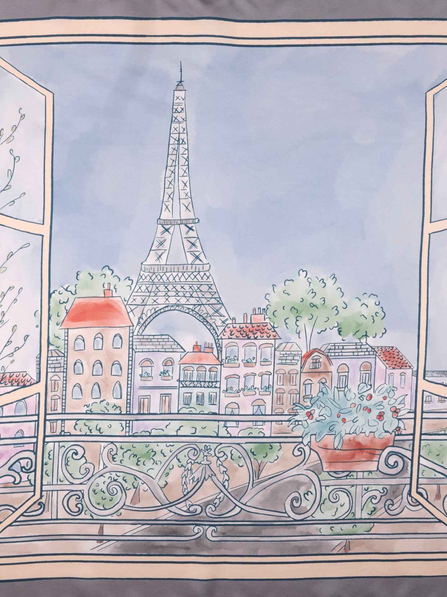 Paris-Mönster 65x65cm Sidenscarf