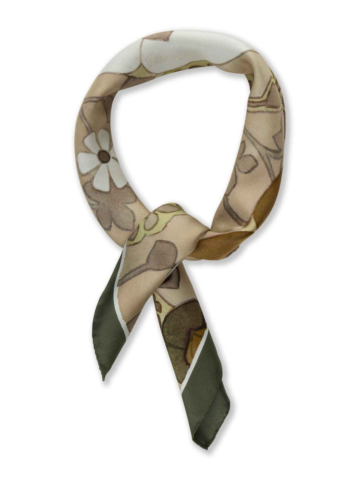 Grön Blommig Sidenscarf