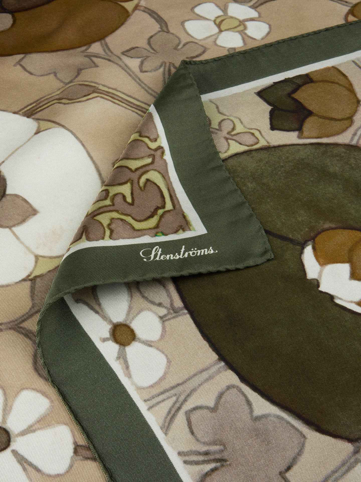 Grön Blommig Sidenscarf