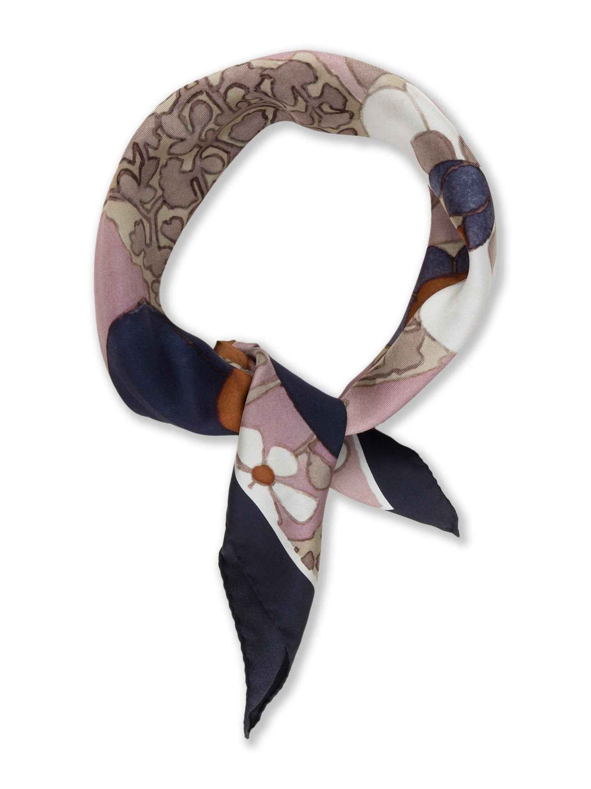 Rosa Blommig Sidenscarf