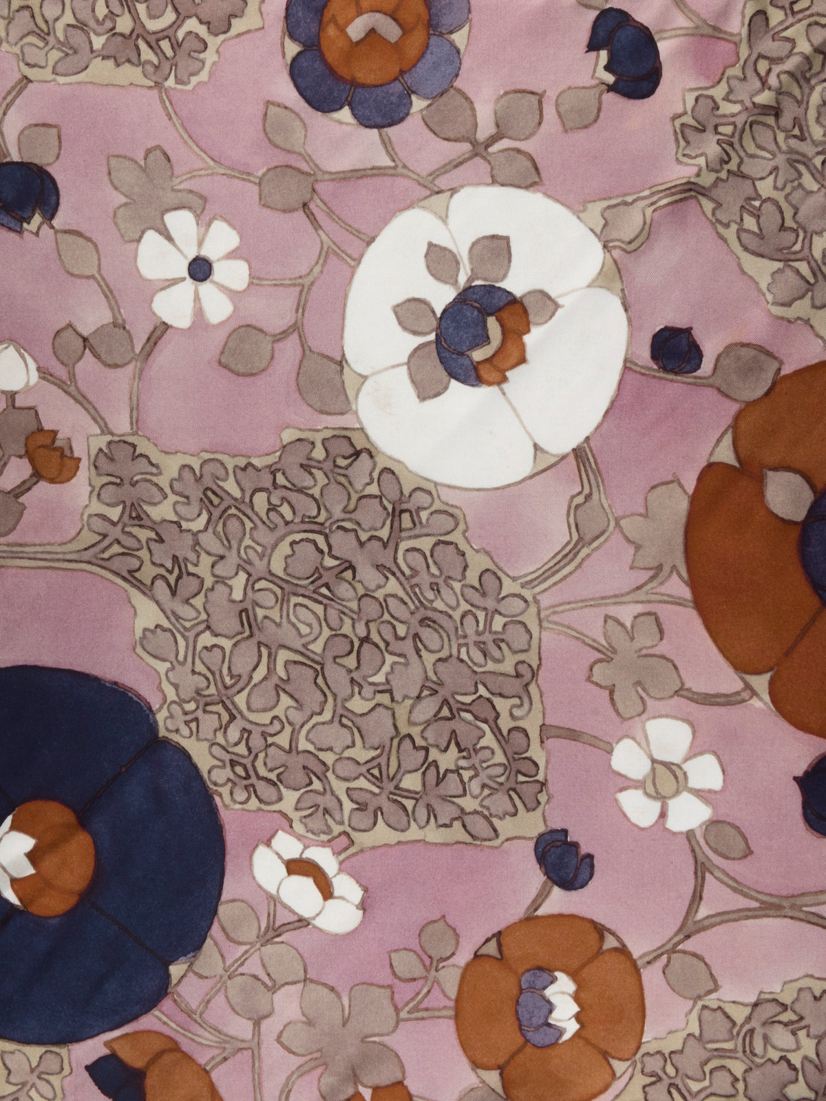 Rosa Blommig Sidenscarf