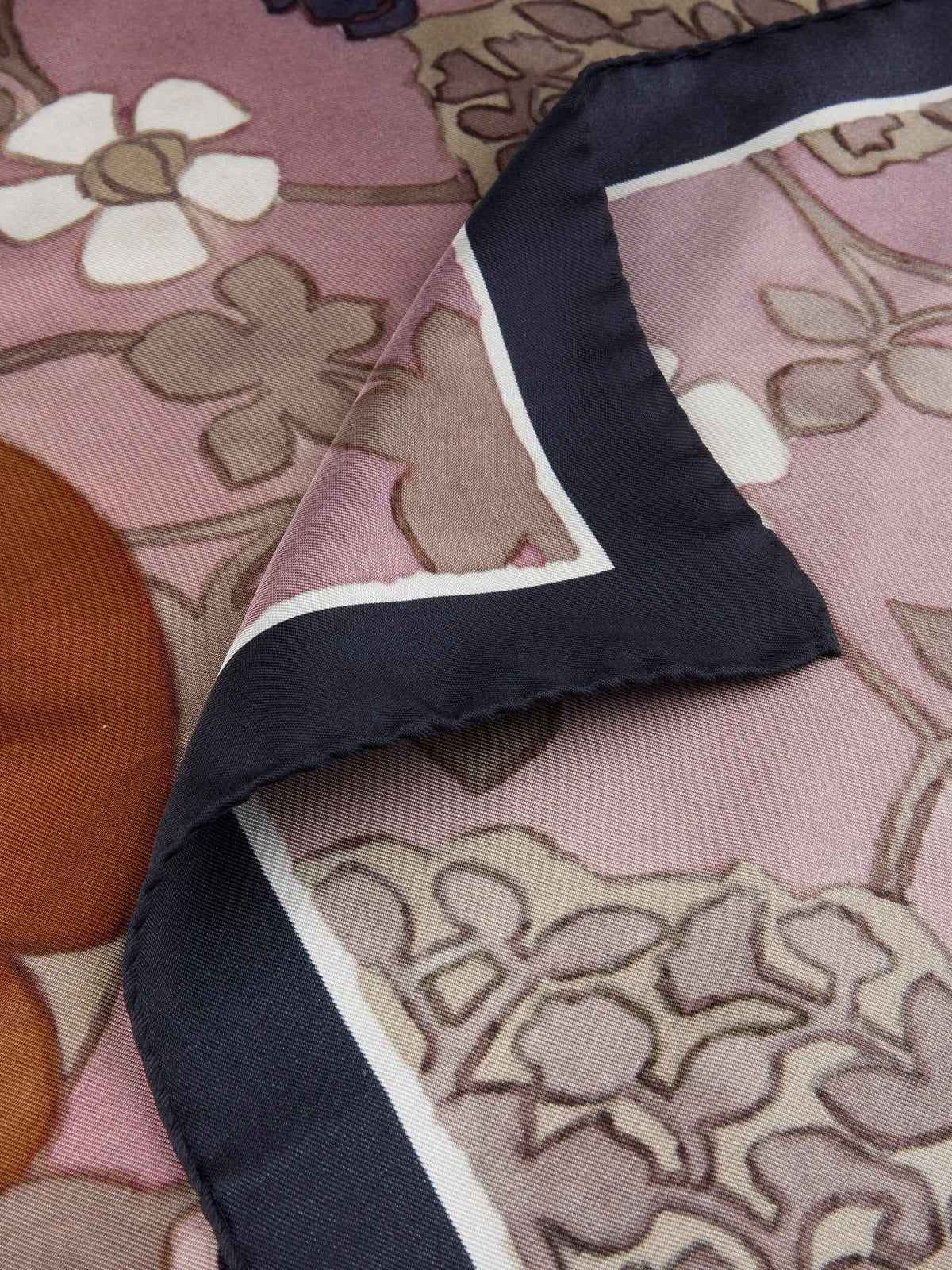 Rosa Blommig Sidenscarf