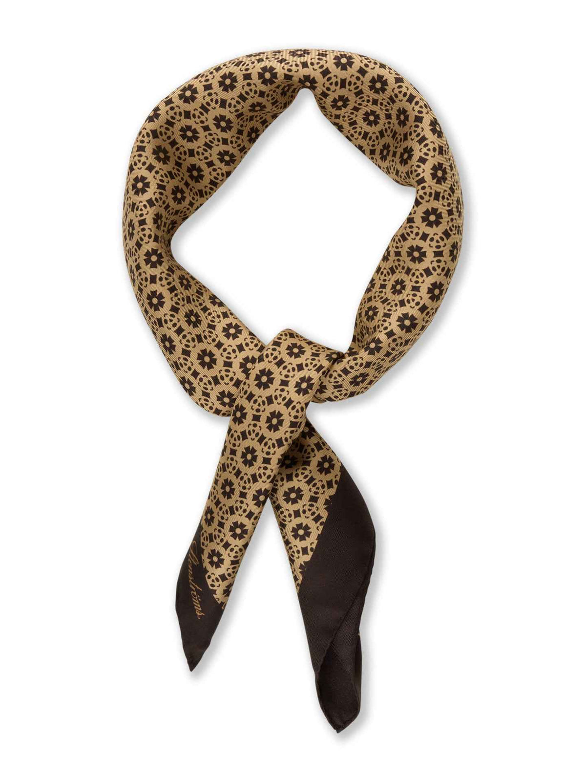 Brun Mönstrad Sidenscarf