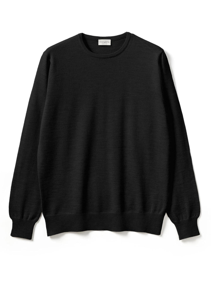 Antracitgrå Extra Fine Merino Crewneck - Morgano