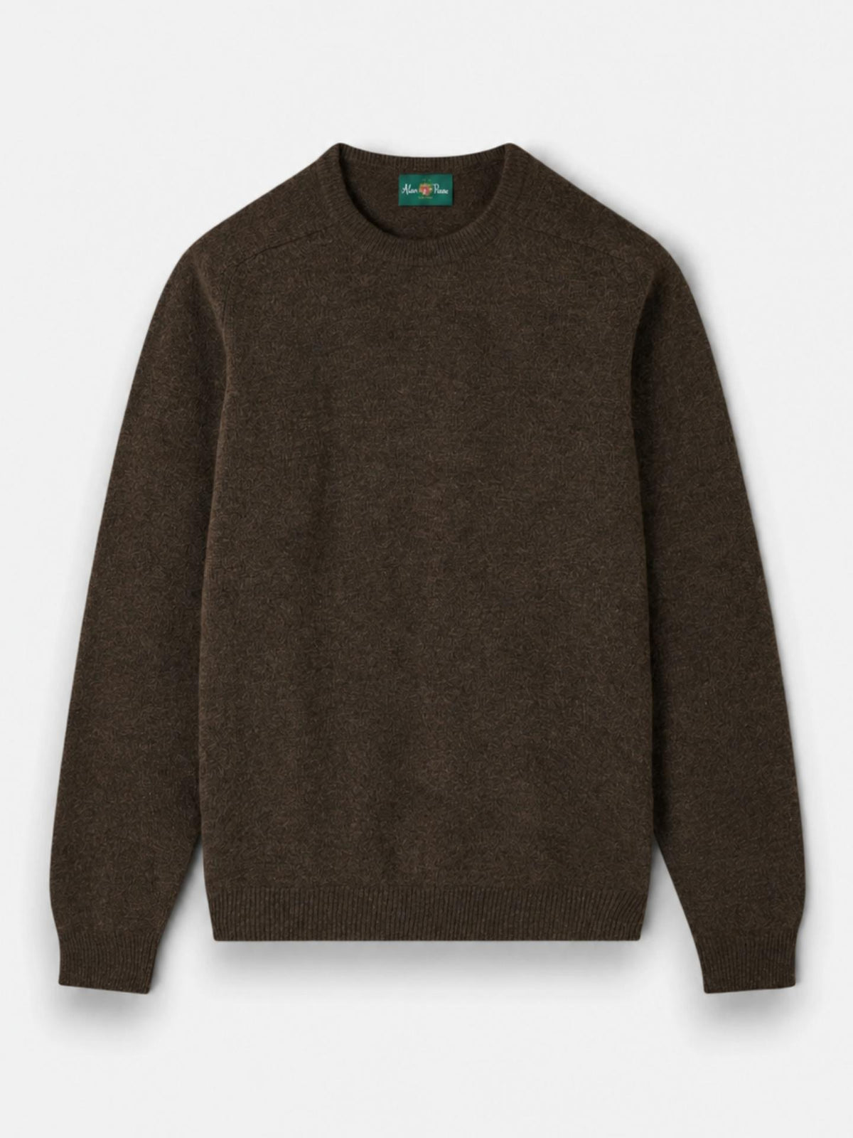 Mörkbrun Crew Neck Lammullströja - Alan Paine