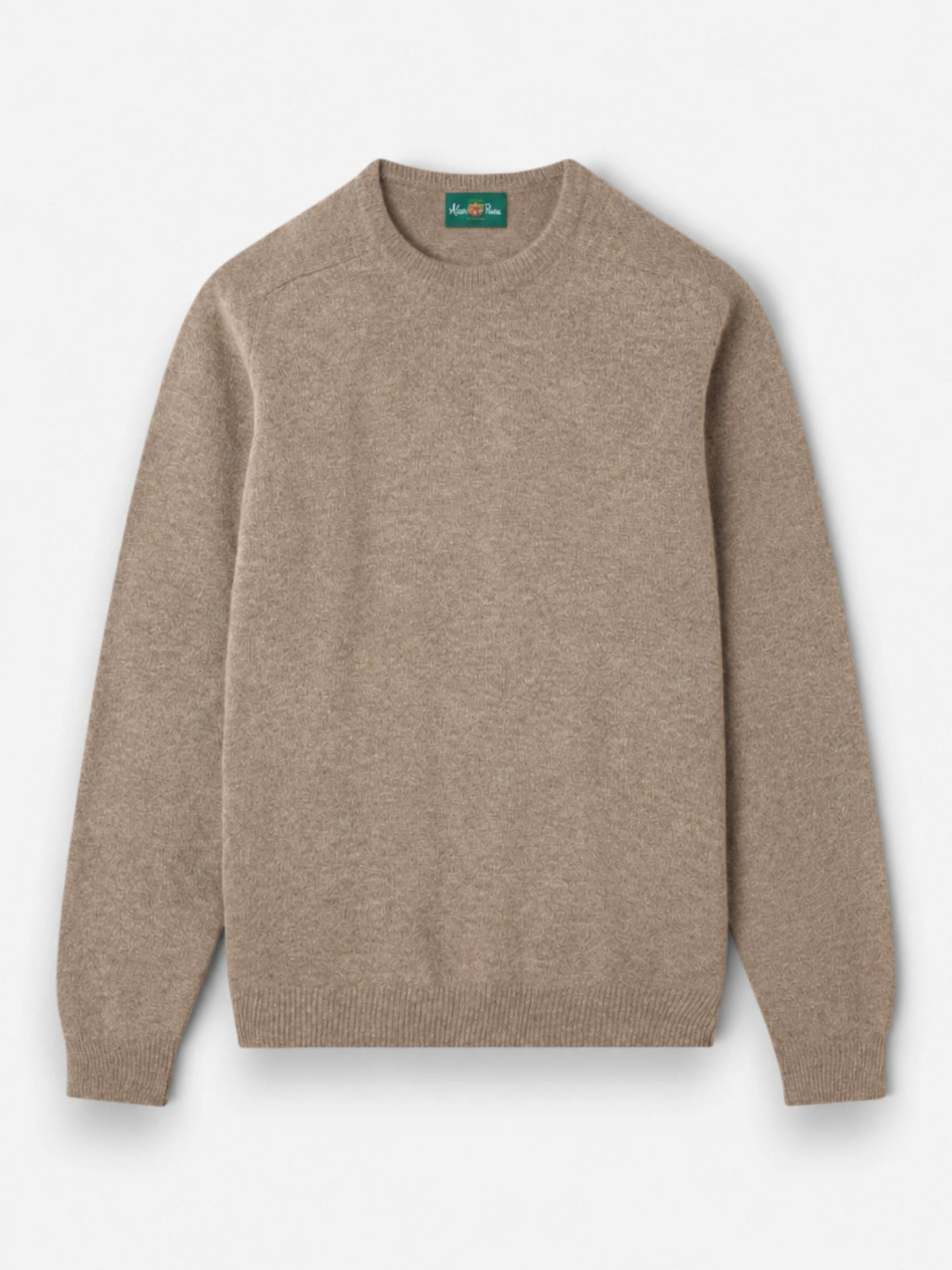 Beige Crew Neck Lammullströja - Alan Paine