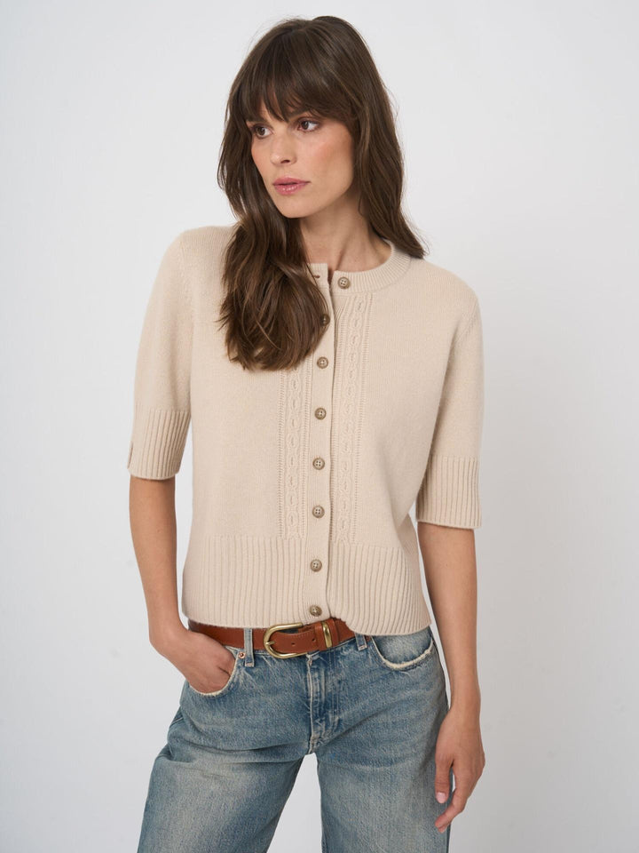 Beige Croppad Cashmerekofta - Repeat