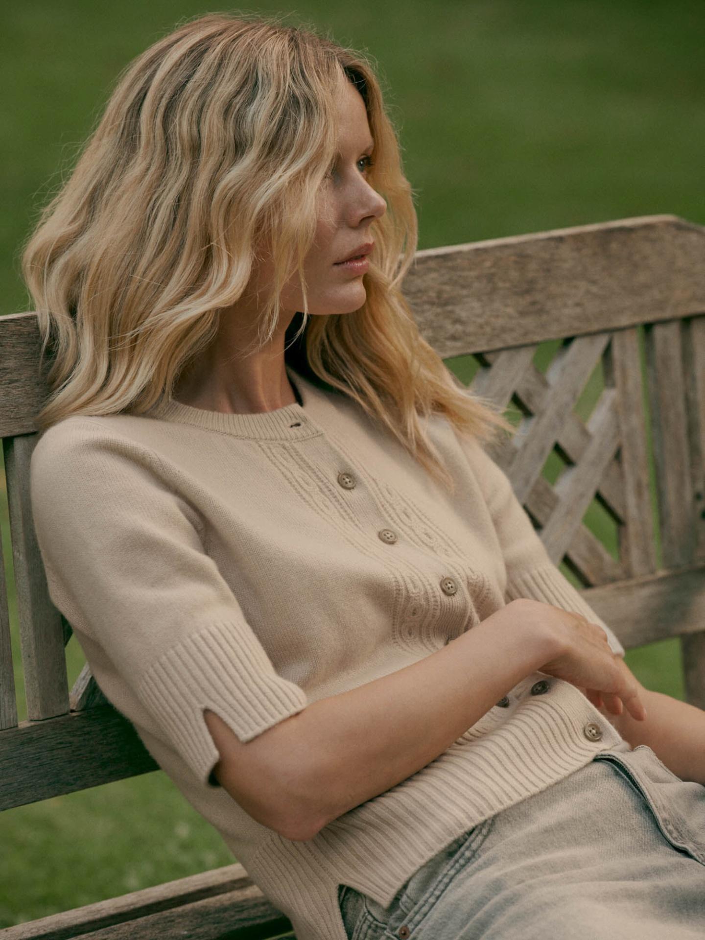 Beige Croppad Cashmerekofta - Repeat