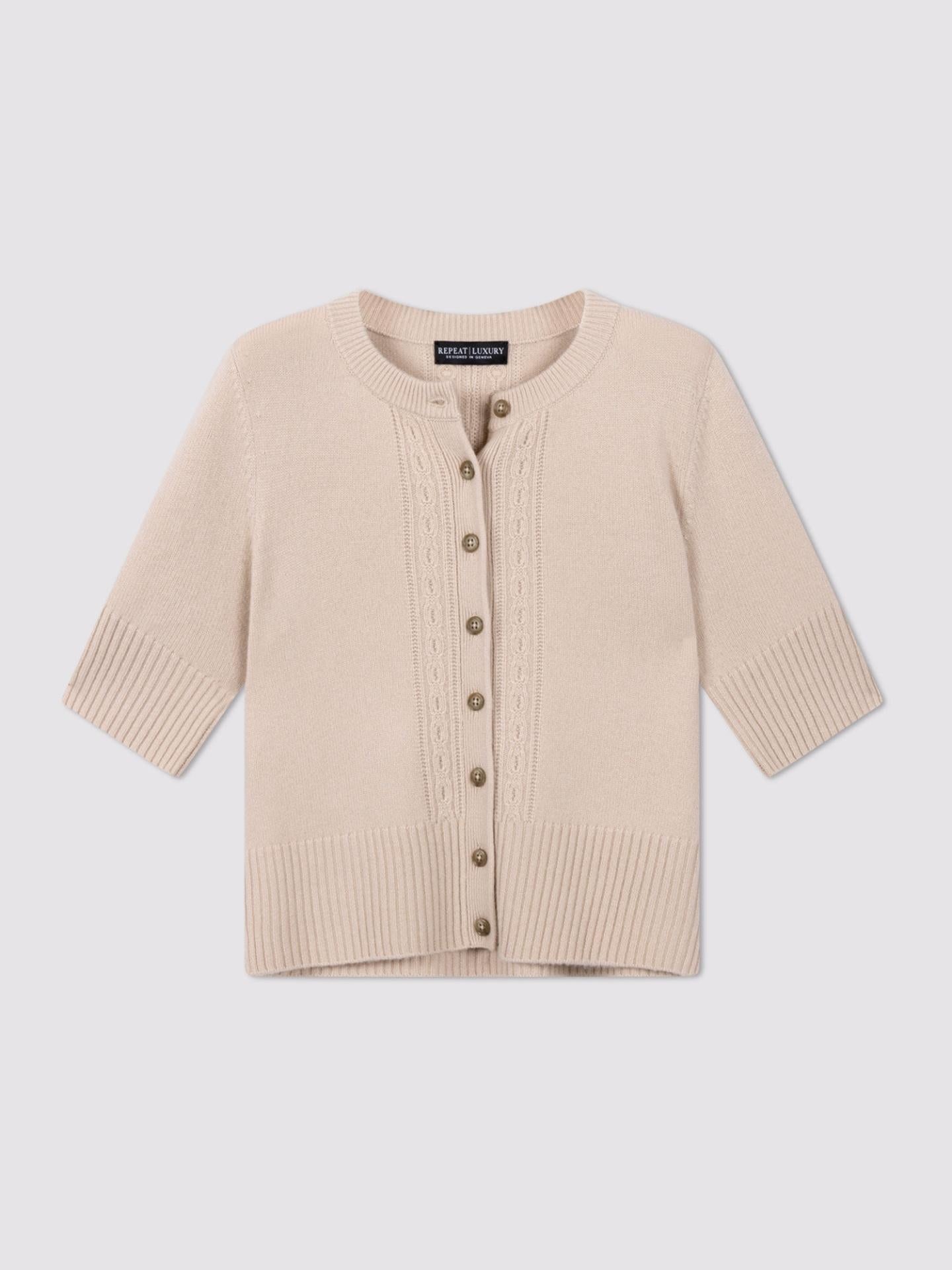 Beige Croppad Cashmerekofta - Repeat