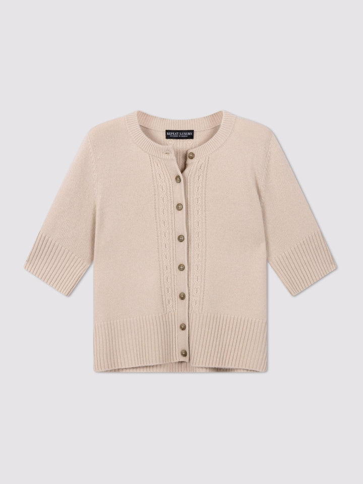 Beige Croppad Cashmerekofta - Repeat