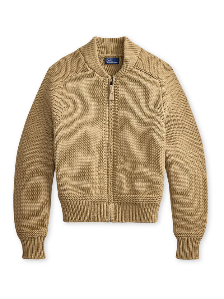 Beige Grovstickad Zip Cardigan - Polo Ralph Lauren