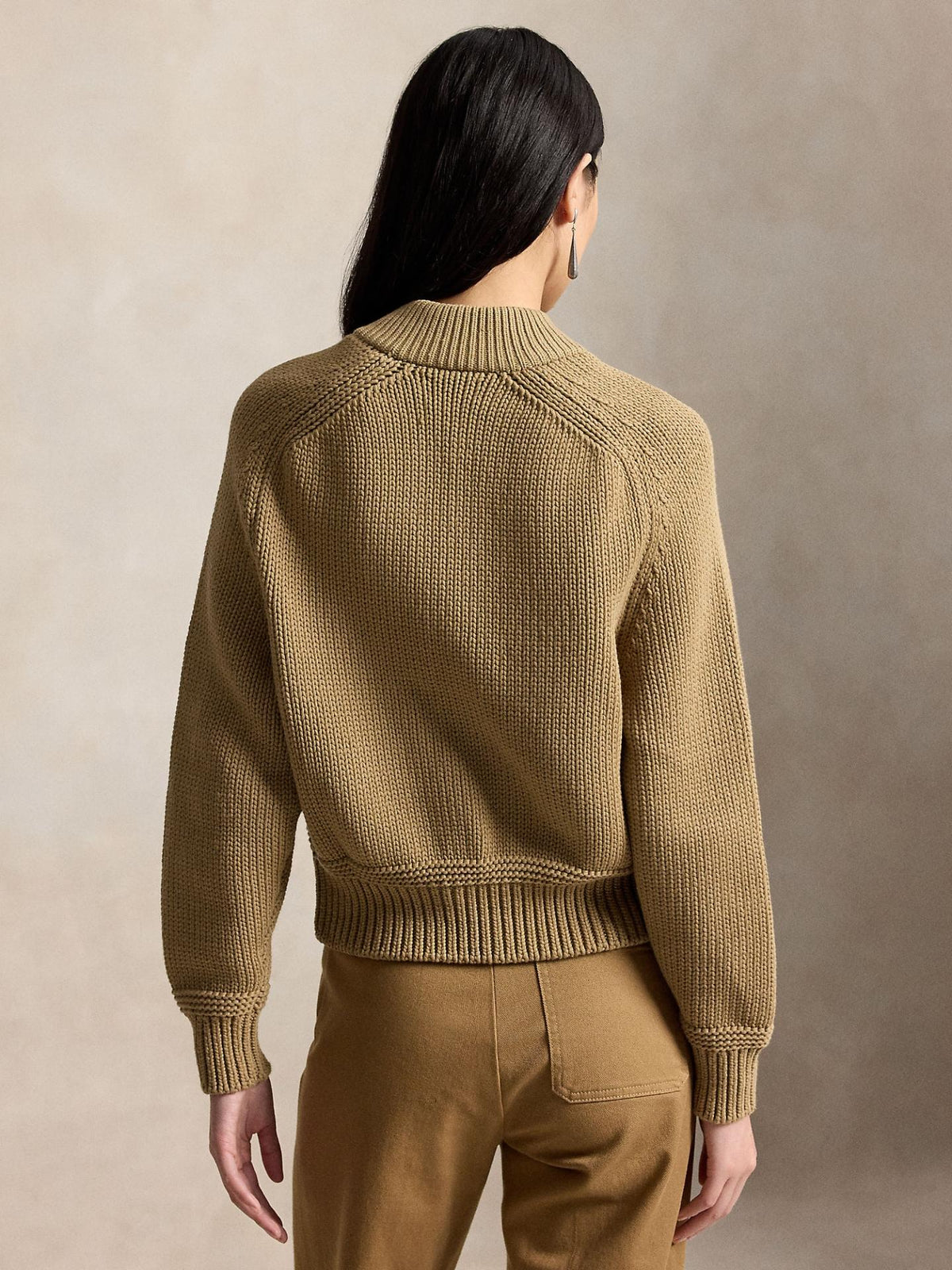 Beige Grovstickad Zip Cardigan - Polo Ralph Lauren