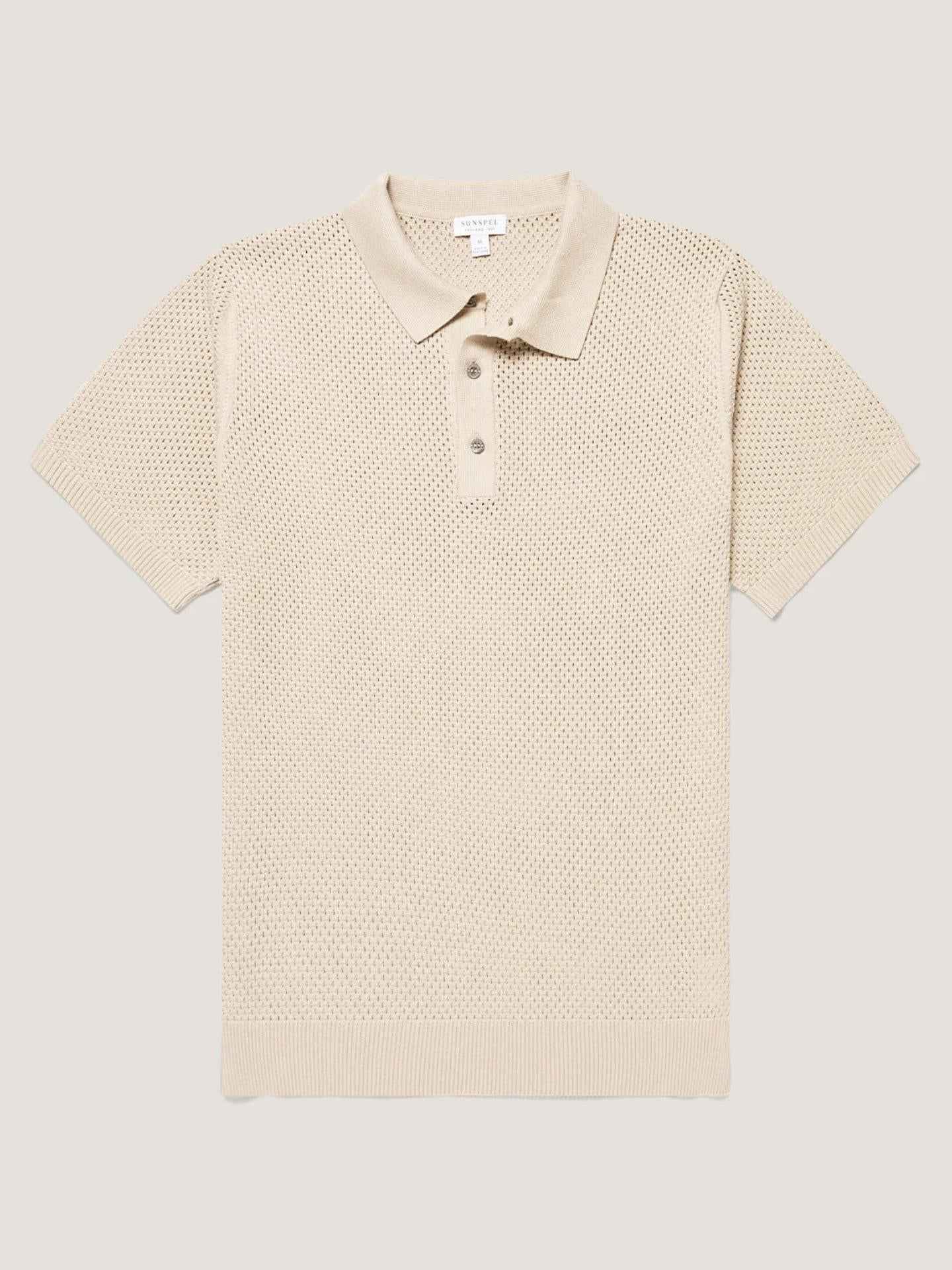 Beige Heavy Cotton Mesh Piké