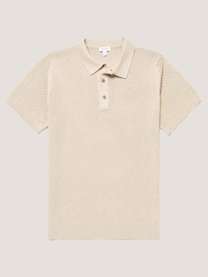Beige Heavy Cotton Mesh Piké