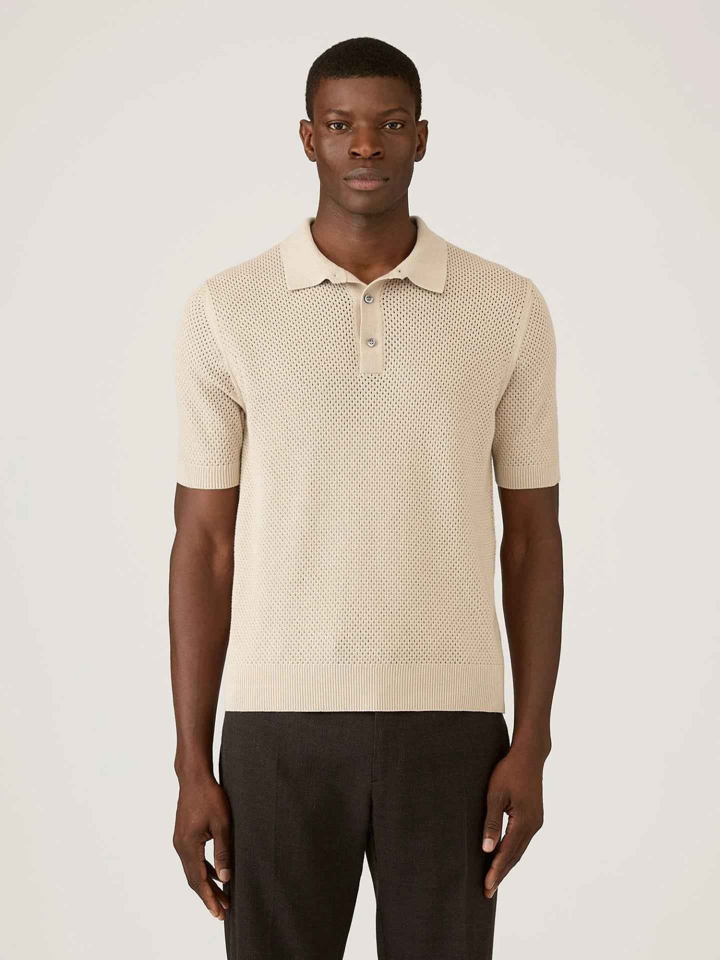 Beige Heavy Cotton Mesh Piké
