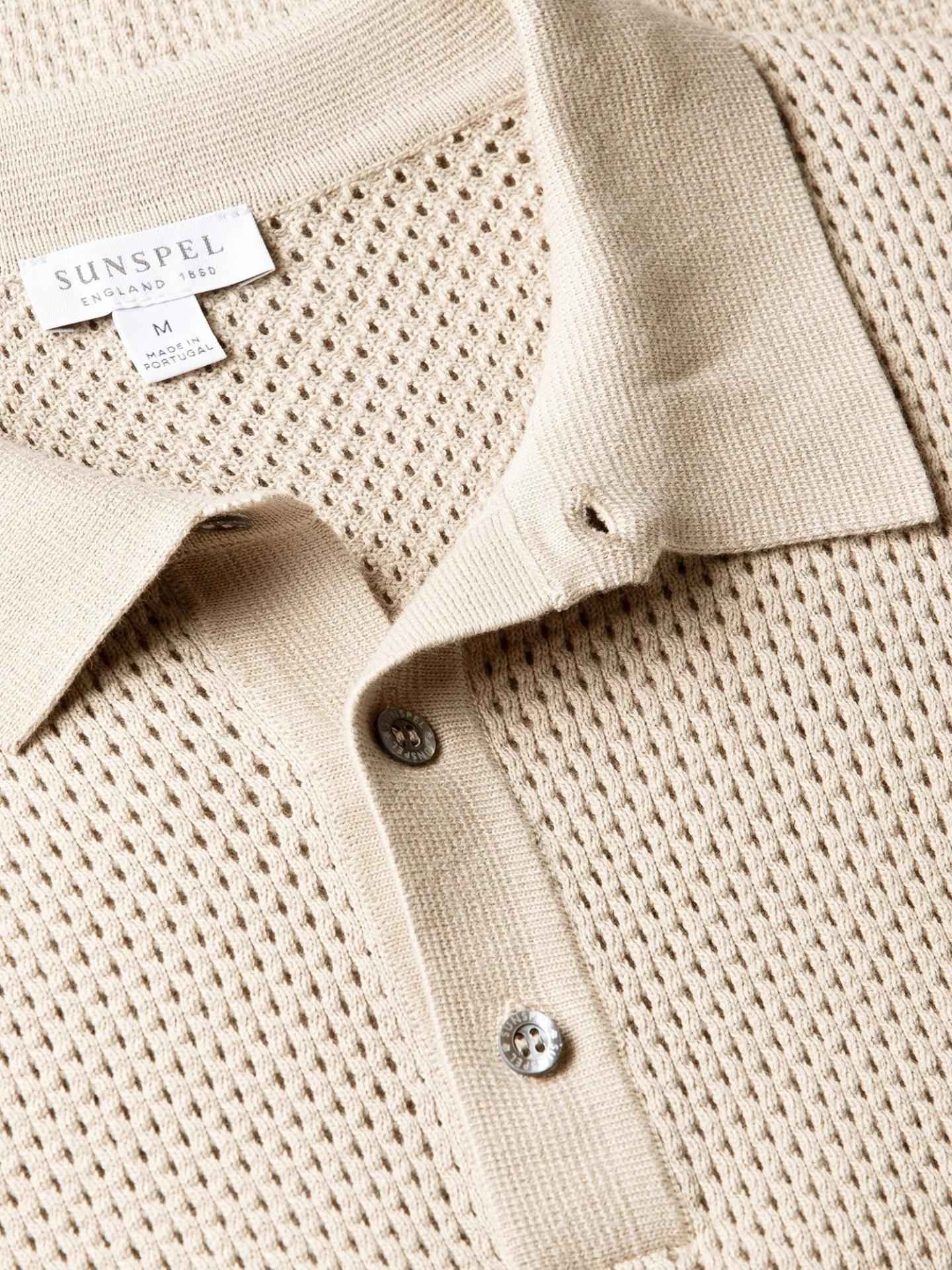 Beige Heavy Cotton Mesh Piké