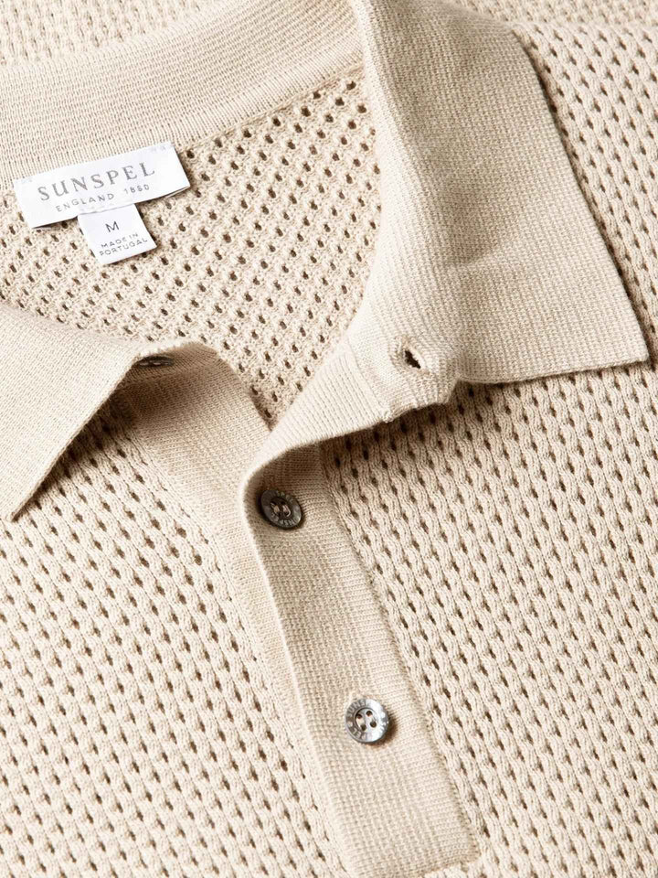 Beige Heavy Cotton Mesh Piké