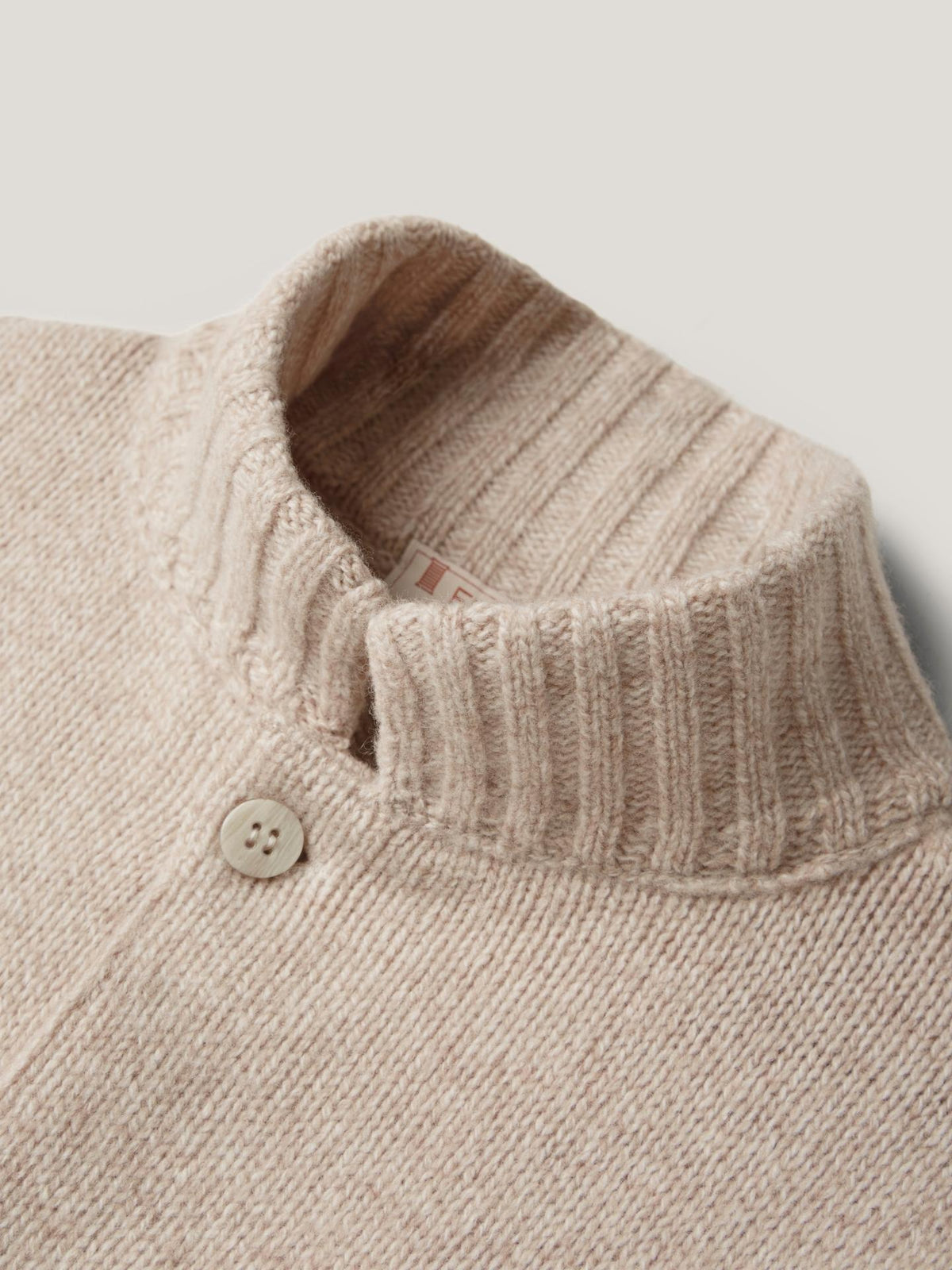Beige Mouliné Stickad Cardigan i Ull och Kashmir - Fly3