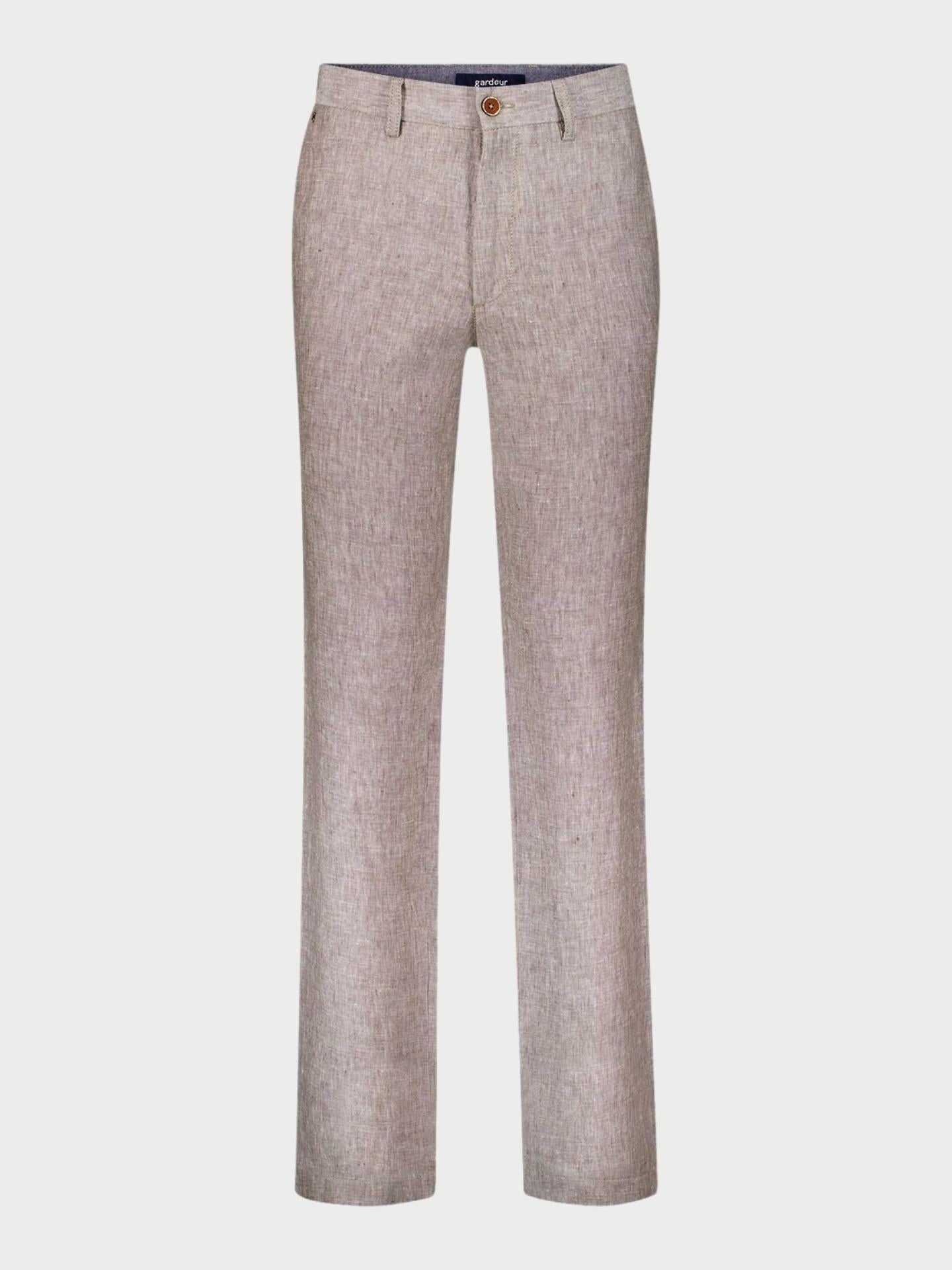 Beige Relaxed Fit Linnebyxa - Gardeur