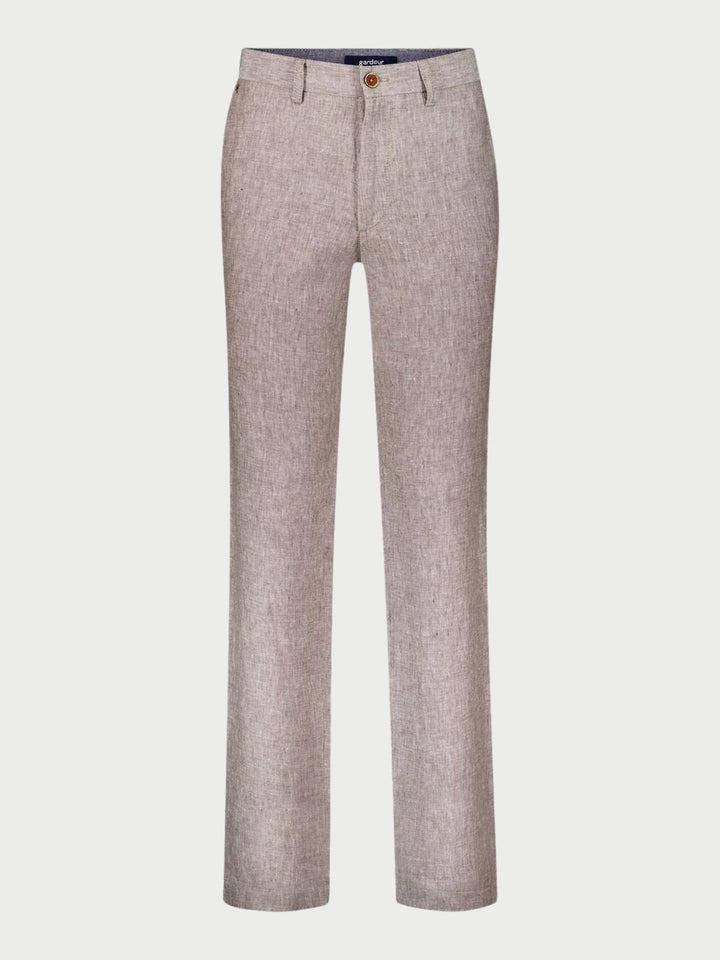 Beige Relaxed Fit Linnebyxa - Gardeur