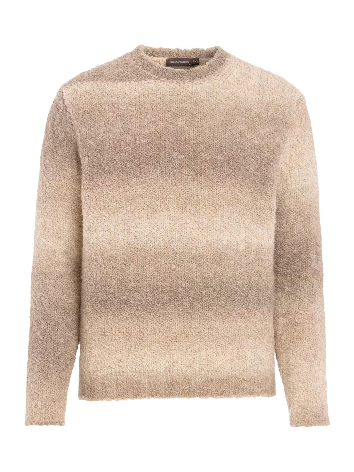 Beige Rundhalsad Boucléetröja - Oscar Jacobson