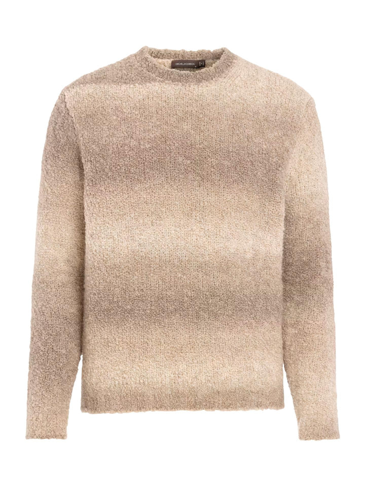 Beige Rundhalsad Boucléetröja - Oscar Jacobson