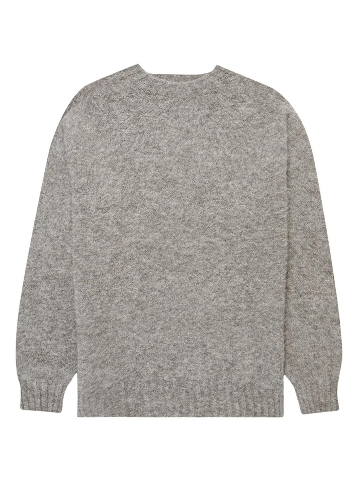 Grå Shetland Crew Neck Jumper - Sunspel