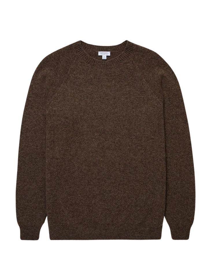 Brun Shetland Crew Neck Jumper - Sunspel