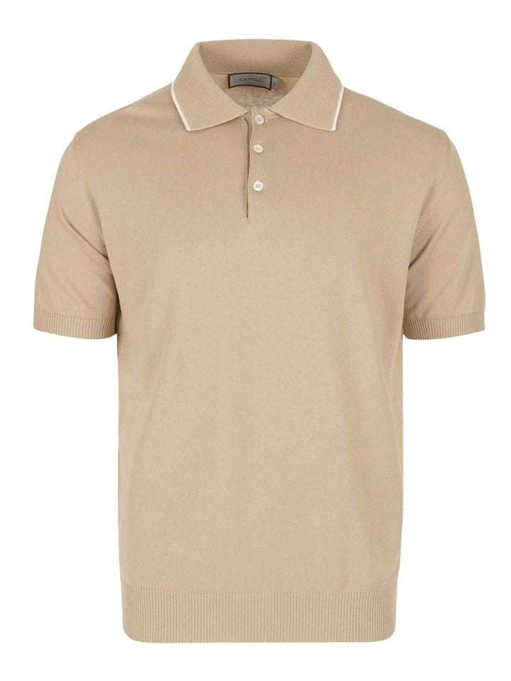 Beige Slätstickad Pikétröja
