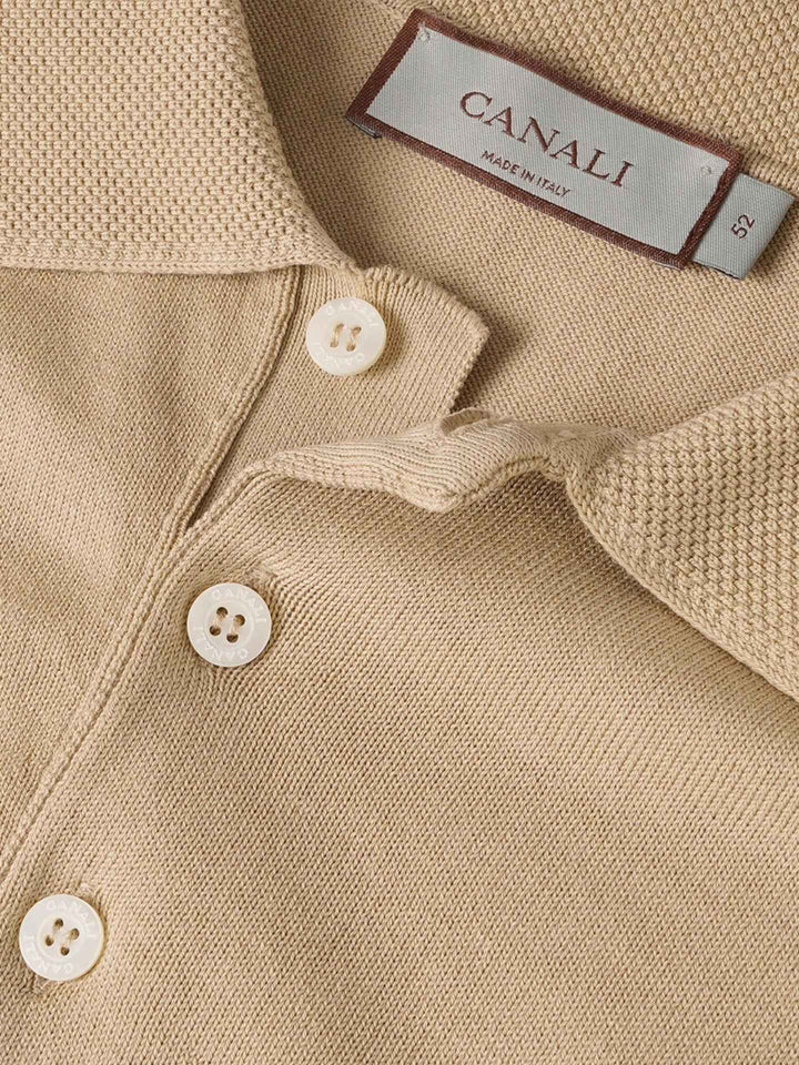 Beige Slätstickad Pikétröja