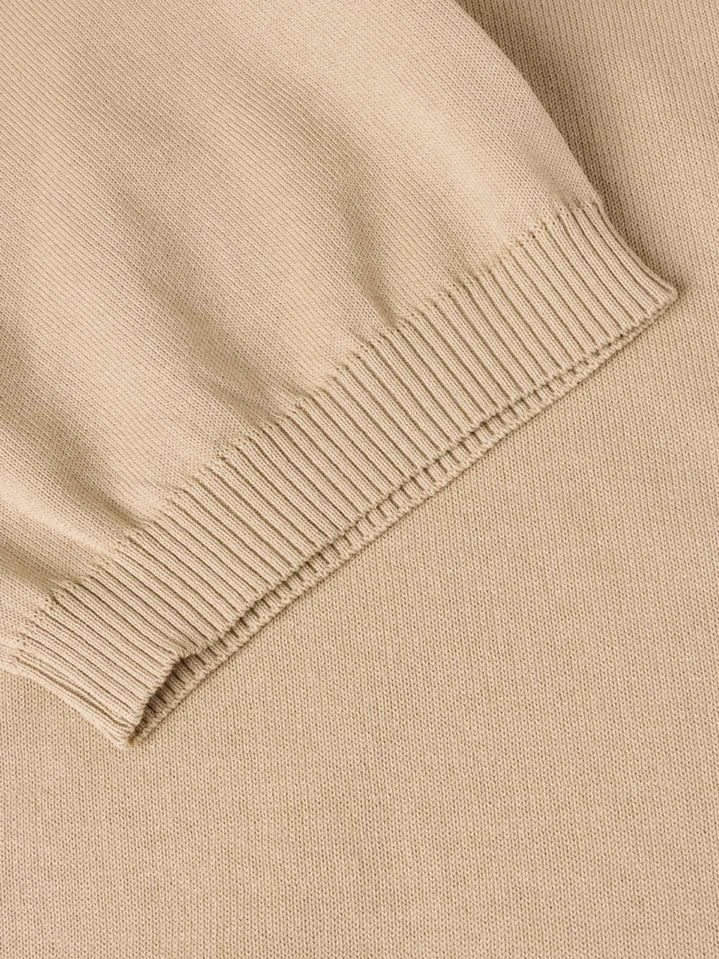 Beige Slätstickad Pikétröja