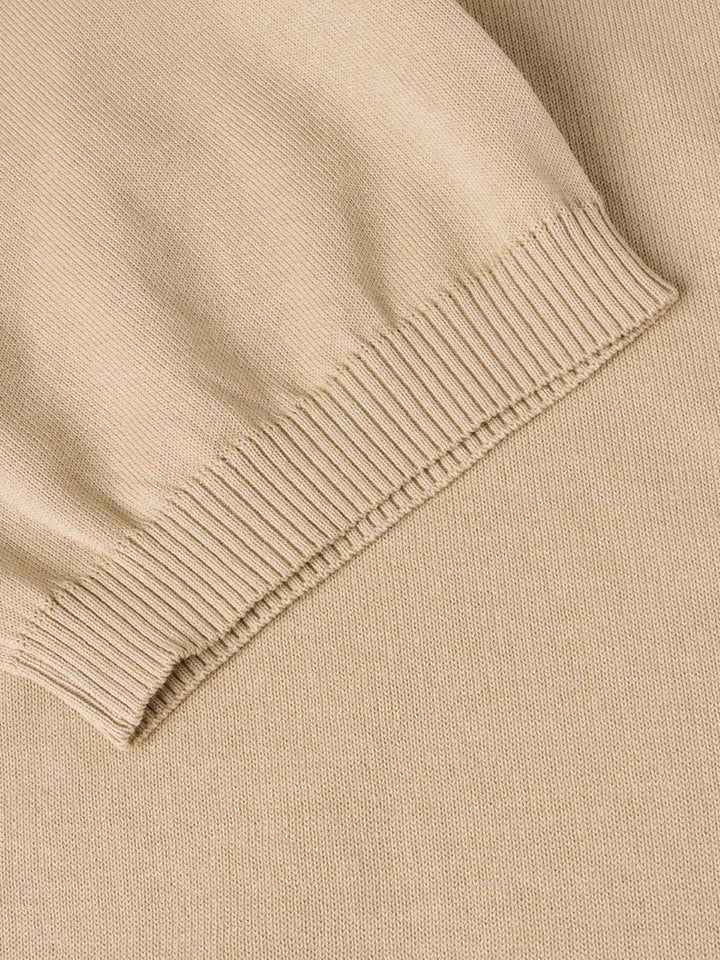 Beige Slätstickad Pikétröja