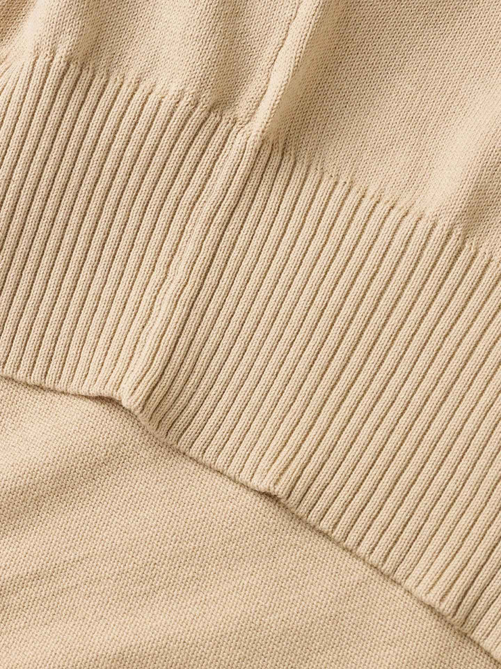 Beige Slätstickad Pikétröja